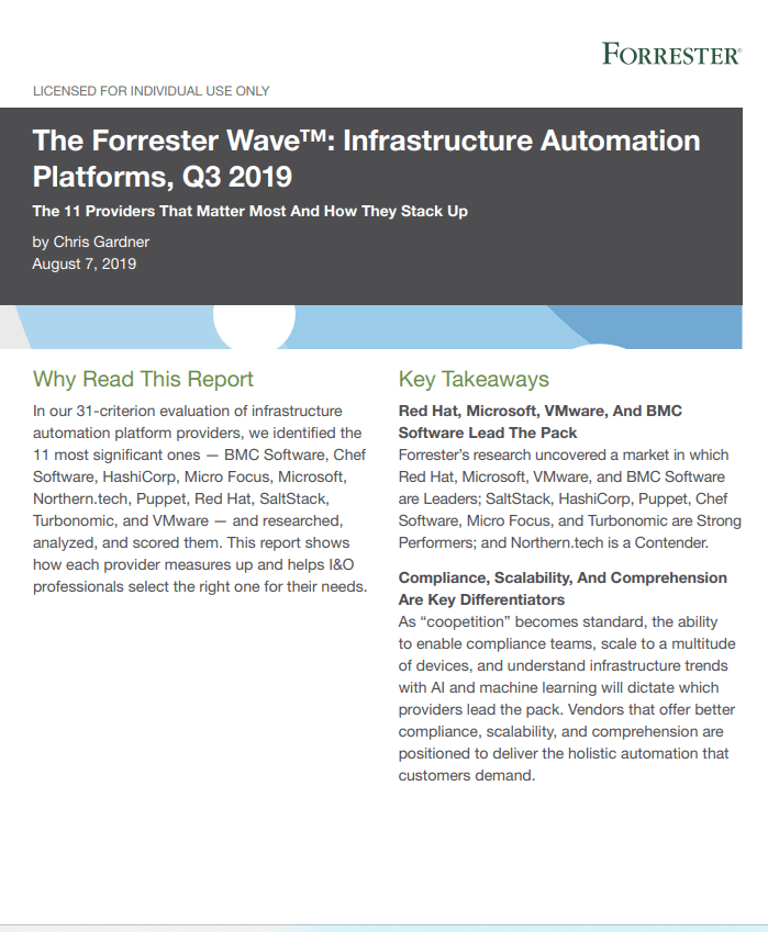 The Forrester Wave: Infrastructure Automation Platforms, Q3 2019